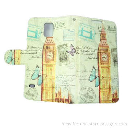 PU leather case for Galaxy S5, real leather, printed pattern